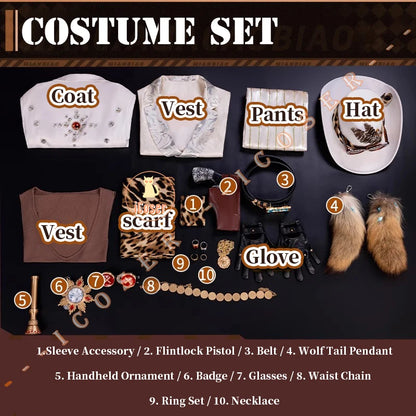 Identity V Prospector Cosplay Costume Norton Campbell Uniform Hat Gambler in The Spotlight Halloween for Women Men Carnival Prop