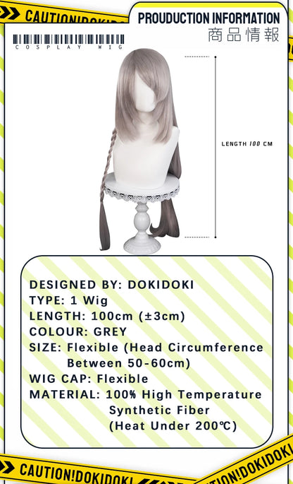 IN STOCK Jilll Warrick Wig Game FF Cosplay DokiDoki Wig Jilll Warrick Women Grey Long Hair High Heat Resistang Wig Free Cap