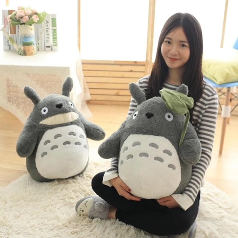 Cartoon Totoro With Lotus Leaf Plush Toy Soft Stuffed Movie Anime Totoro Plushies Throw Pillow Japanese Style Doll Gifts Girl
