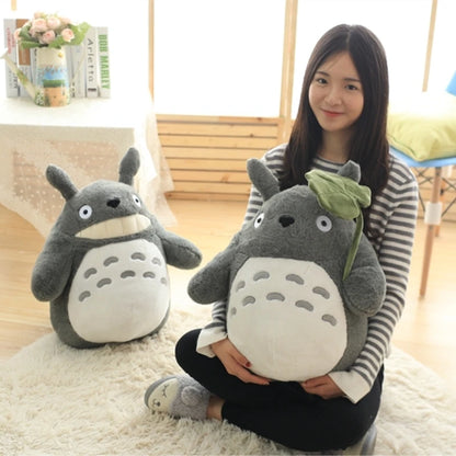 Cartoon Totoro With Lotus Leaf Plush Toy Soft Stuffed Movie Anime Totoro Plushies Throw Pillow Japanese Style Doll Gifts Girl