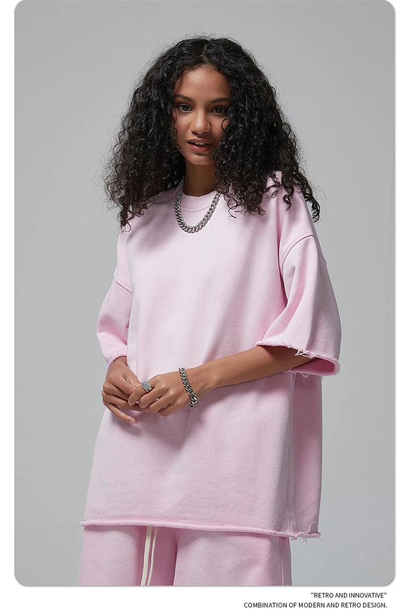 ZODF Spring Summer Men Washed Spray Dyeing T Shirts Unisex Heavy Weight Plush Distressed 360gsm T-Shirt Brand Tops HY0780