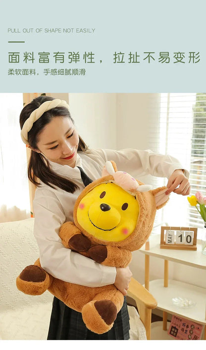 Disney 35-65cm Large-sized Winnie The Pooh Plush Toy with A Removable Hat A Cuddly Doll for Sleeping and Hugging Festival Gifts