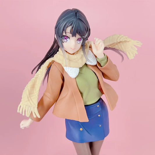 22cm Mai Sakurajima Does Not See The Bunny Girl's Ancestors Figure Winter Clothes Sakurajima Mai PVC Action Figure Model Toys