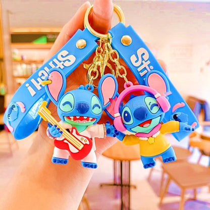 Wholesale Anime Disney Keychain Mickey Mouse Minnie Lilo & Stitch Cartoon Keyring Key Chain Car Pendant Kids Toys Gift