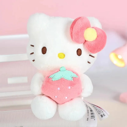 Genuine Sanrio Hello Kitty Cute Stuffed Keychain Car School bag Pendant Kids Plush Toy Keyring Plushier Strap Doll Birthday Gift