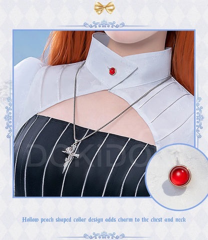 IN STOCK Asukaa Reii Cosplay Costume Anime DokiDoki-R Wome Black White Gothic Dress Asukaa Cosplay Halloween Costume