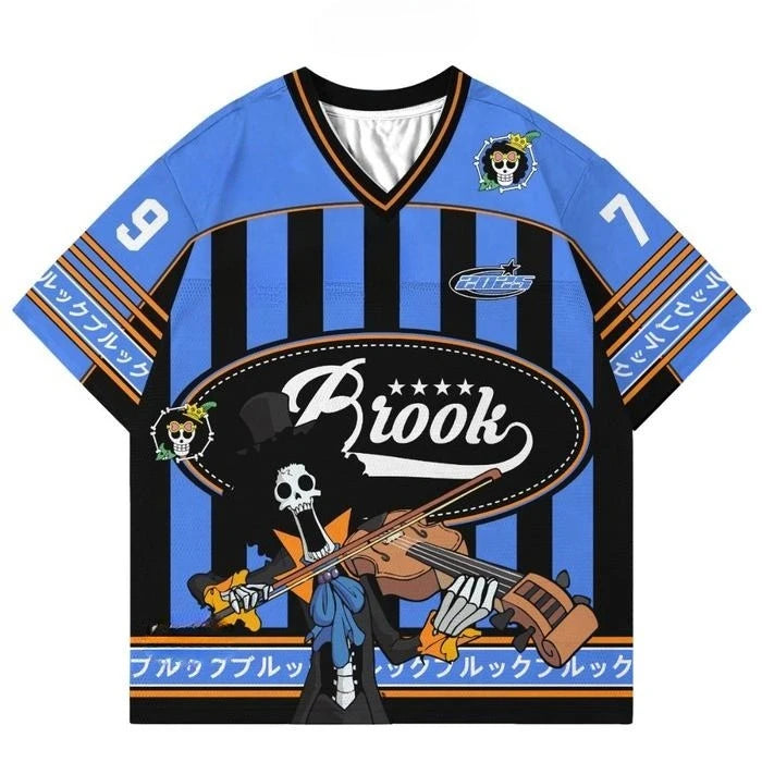 79 Jersey One Piece Brook Anime Y2k Korean Style Kpop Baseball Hockey T-shirt Fashion Streetwear Anime Daily Unisex Tops Tees