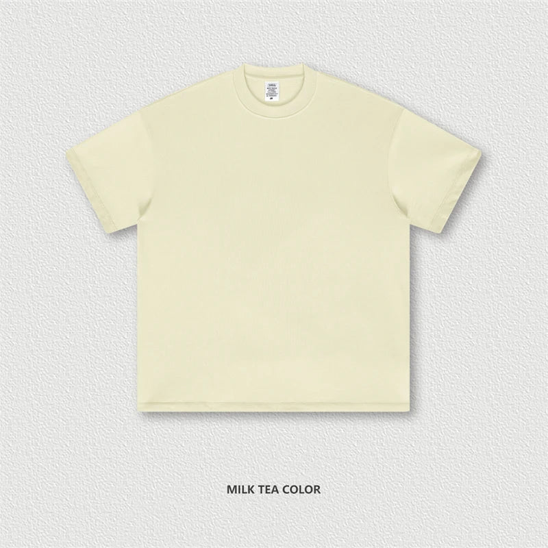 ZODF New 2025 Heavy Weight 305gsm Solid Cotton T Shirts For Men Unisex Summer Oversized Noshrink Basic T-Shirt Brand Tops HY0475