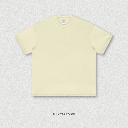 ZODF New 2025 Heavy Weight 305gsm Solid Cotton T Shirts For Men Unisex Summer Oversized Noshrink Basic T-Shirt Brand Tops HY0475