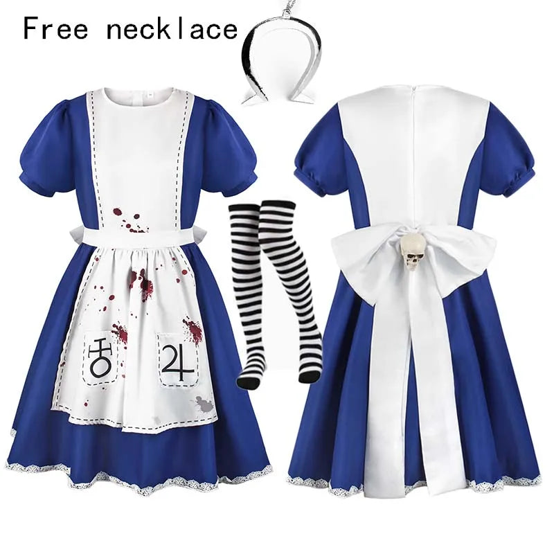 HOMCHEE Trends Alice Cosplay Costume Adult Cotton Polyester