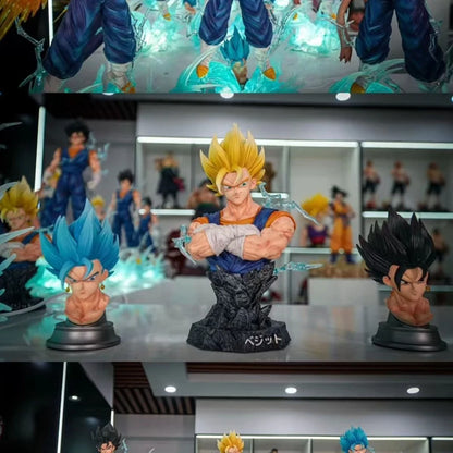 New Jt Statue 38cm/14.96inch Dragon Ball Z Vegetto Figure 3 Heads Replace Super Saiyan Action Figures Collection Model Toys Gift