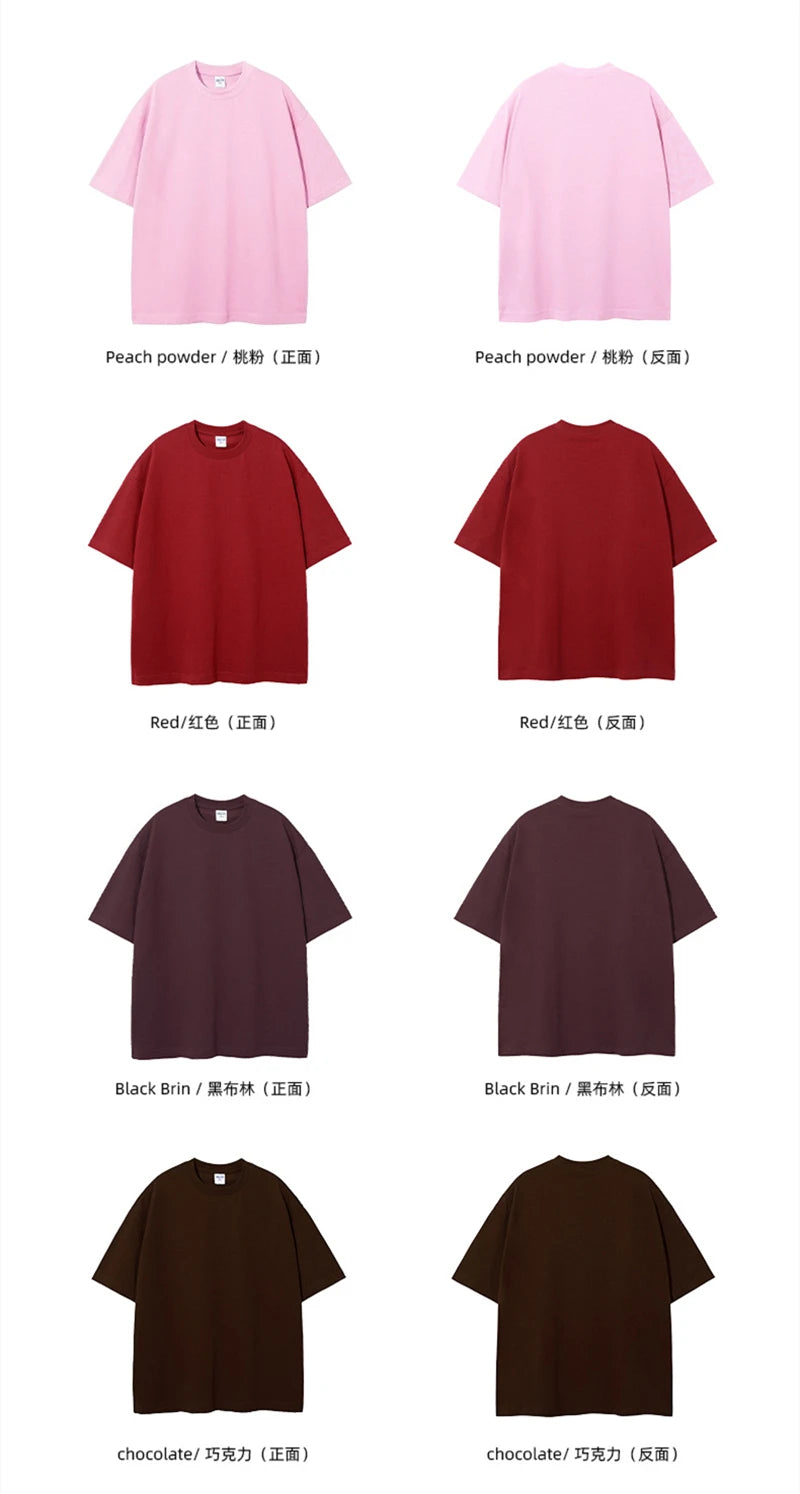 ZODF New Spring Summer Men 305gsm Cotton T Shirts Unisex Heavy Weight Oversized FG Noshrink Basic Solid T-Shirt Tees HY0165