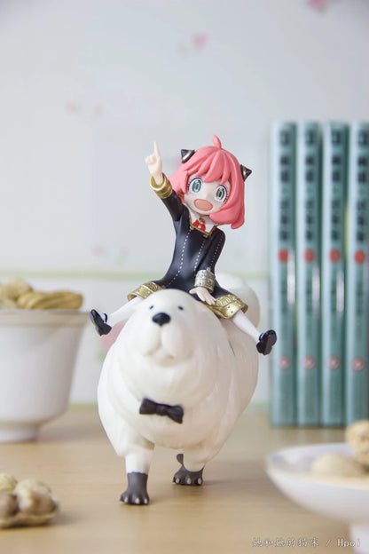 14cm SPY×FAMILY Anya Anime Figure Bond Anya Forger Action Figures Kawaii Girl Riding Dog Figurine PVC Collection Model Doll Toy