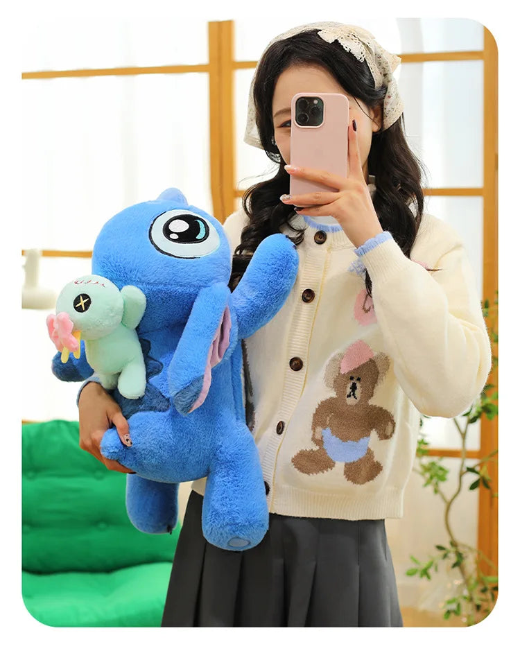 40-100cm Disney Lilo and Stitch Plush Stuffed Toys Cartoon Anime Plushie Lying Stich Doll Soft Pillow Xmas Birthday Gift for Kid