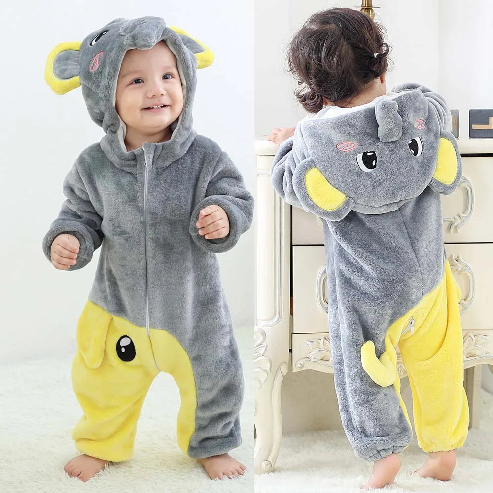 Kids Kigurumi Bebe Ropas Baby Boy Rompers for Winter Newborn 0 to 3 6 9 12 18 24 Months Unicorn Onesie with Zipper Cute Jumpsuit