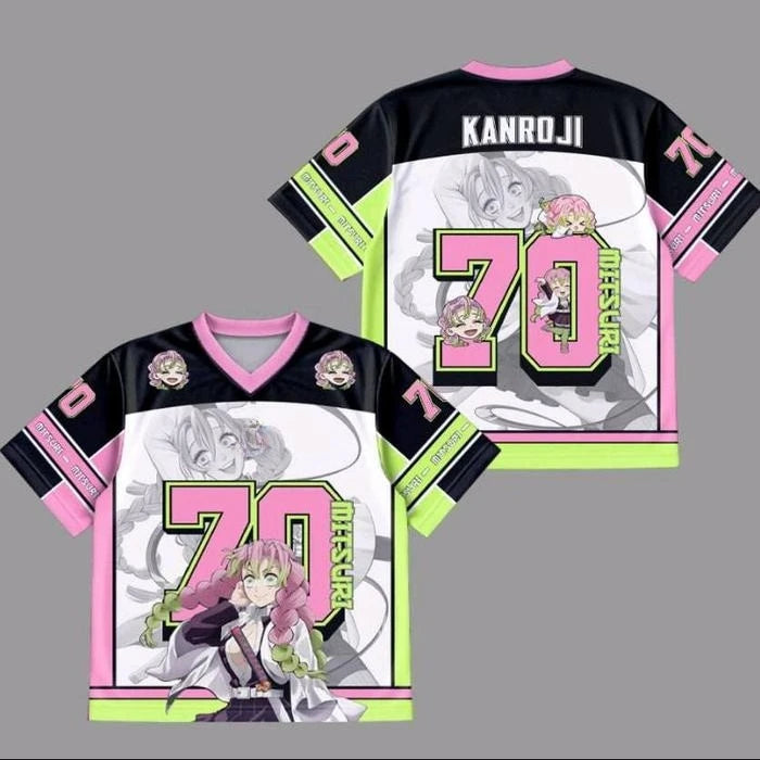 Demon Slayer Mitsuri Kanroji Anime Series Number 70 Jersey Oversize Kpop Baseball Hockey Outfit T-shirt Daily Unisex Tops Tees