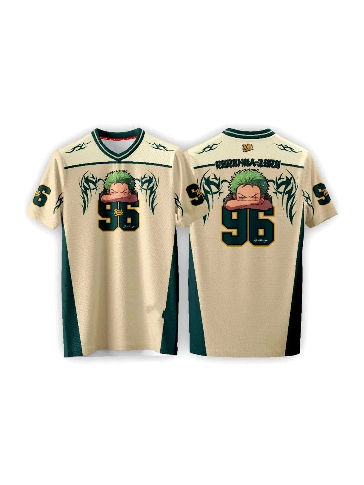 96 Jersey One Piece Zoro Anime Anime Y2k Korean Style Baseball Hockey T-shirt Fashion Streetwear Anime Daily Unisex Tops Tees