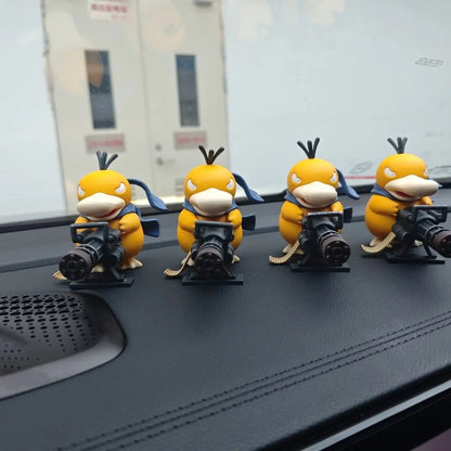 9-15cm Psyduck Anime Figure Gatling Gun Psyduck Action Figurine GK Collection Statue Model Car Ornament Desktop Decor Toys Gifts