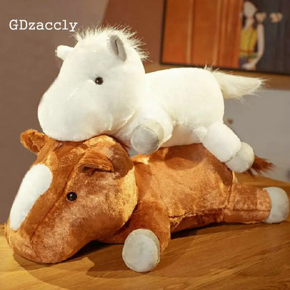 1 piece 55/70cm Soft BIg Round Head Horse Plush Toy Stuffed Pure White Horse Throw Pillow Stuffed Likelike Animals For Boy Gift