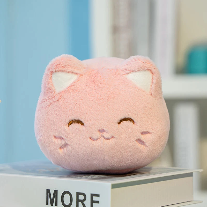 20cm Colorful Plush Peach Cat Plushie Soft Cartoon Kawaii Stuffed Toy Gift for Girls and Boys - short plush black