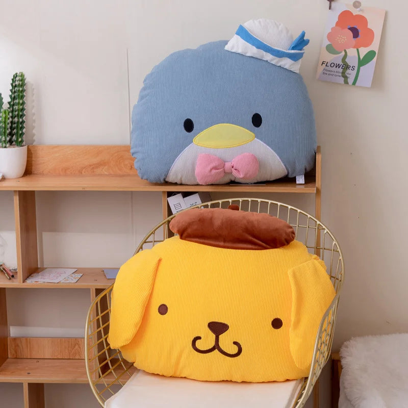 Sanrio Tuxedo Sam Kuromi Hangyodon Back Cushion Car pillow Thickened Corduroy Stuffed Anime Throw Pillow Sofa Home Decor
