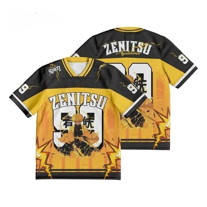Demon Slayer Zenitsu Agatsuma Anime Series Number 99 Jersey Oversize Kpop Baseball Hockey Outfit T-shirt Daily Unisex Tops Tees