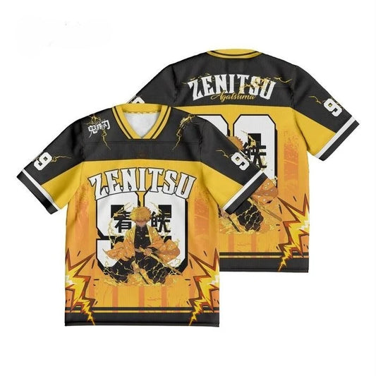 Demon Slayer Zenitsu Agatsuma Anime Series Number 99 Jersey Oversize Kpop Baseball Hockey Outfit T-shirt Daily Unisex Tops Tees
