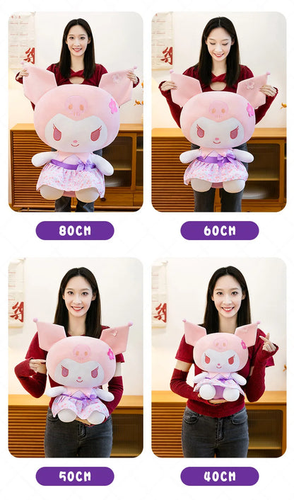 New Sanrio Pink Peach Hello Kitty Plush Toy Cat Doll Kuromi My Melody Stuffed Animal for Girls Birthday Xmas Gift Soft Cute Kids