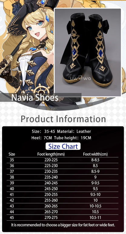 UWOWO Genshin Impact Navia Cosplay Shoes Fontaine Rococo Style Dress Cospaly Shoes Boots