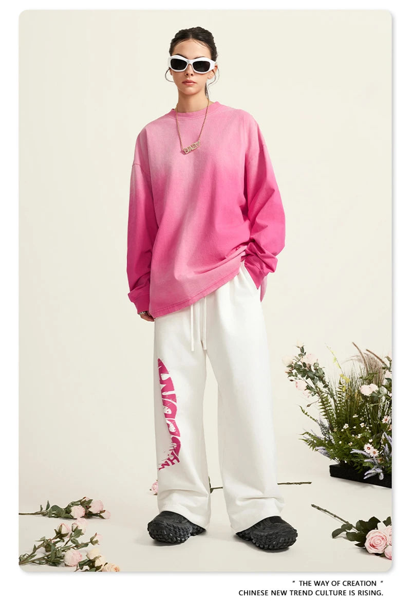 ZODF Retro Monkey Washed 260gsm Cotton T-Shirt For Men Unisex High Street Loose Full Sleeve T Shirt Brand Streetwear HY0406