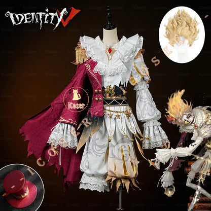 Identity V Hullabaloo Mike Morton Brightest Star Cosplay Costume Wig Uniform Hat Props Halloween Party for Women Men Carnival