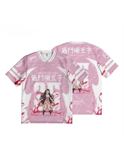 Demon Slayer Nezuko Kamado Anime Series Number Jersey Oversize Style Kpop Baseball Hockey Outfit T-shirt Daily Unisex Tops Tees