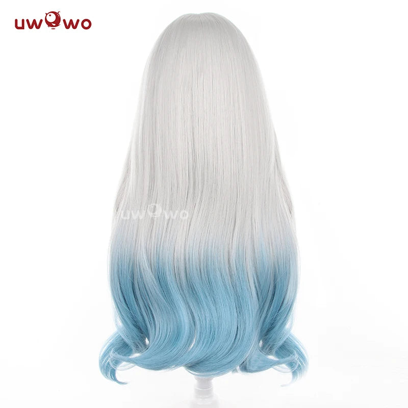 UWOWO Honkai Star Rail Firefly Cosplay Wig Long hair Grey Blue 60CM Hair Wig