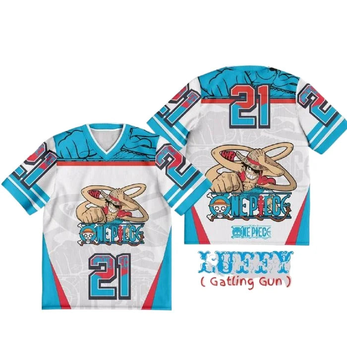 One Piece Luffy Anime Y2k Korean Style Kpop Baseball Hockey 21 Jersey T-shirt Fashion Streetwear Anime Daily Unisex Tops Tees