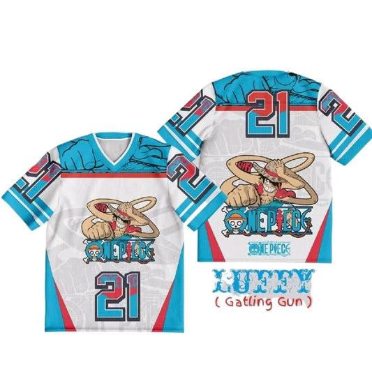 One Piece Luffy Anime Y2k Korean Style Kpop Baseball Hockey 21 Jersey T-shirt Fashion Streetwear Anime Daily Unisex Tops Tees