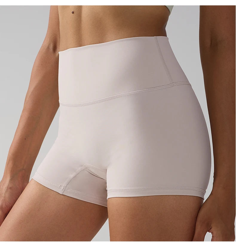 Solid Color Women’s High-Waisted Fitness Yoga Shorts – Quick Dry Breathable for Running & Cycling