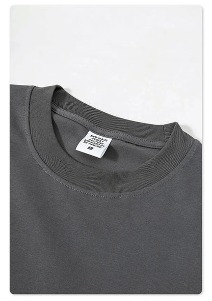 ZODF New 2024 Autumn 225gsm Loose Solid T-Shirt For Men Retro Unisex Antibacterial Full Sleeve T Shirts Brand Tops HY0871