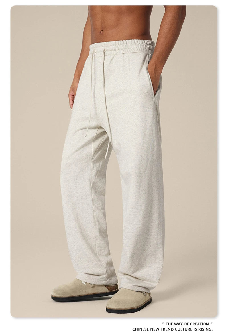 ZODF New 2025 Autumn Men's 445GSM Sweatpants Unisex High Street Soft Knitted Straight Pants Brand Streetwears Tracksuits HY0382