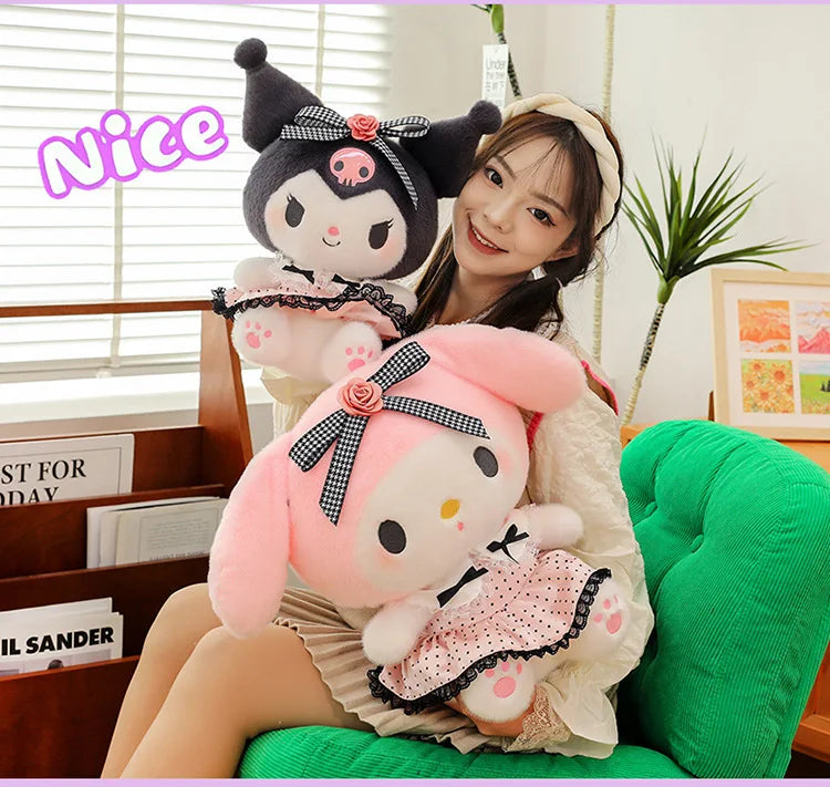 Sanrio Big Size 80cm Cute Kuromi My Melody Soft Stuffed Sofa Body Throw Pillow Plush Toys Dolls Kawaii Room Decor Holiday Gifts