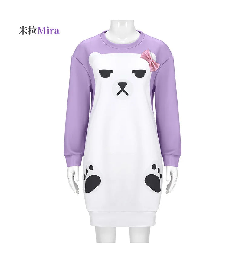 None Mira Light Purple Bear Pajamas Unisex Polyester Set