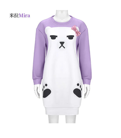None Mira Light Purple Bear Pajamas Unisex Polyester Set