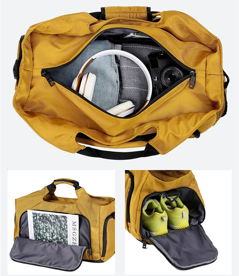 Gym Sports Bag for Men Waterproof Travel Fitness Duffle with Shoe Pocket Shoulder Tote Outdoors Weekend Luggage