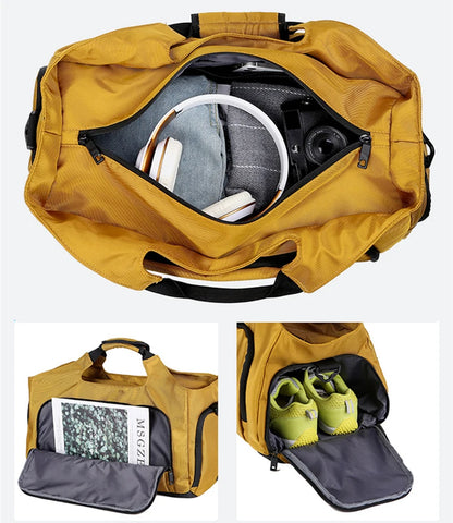 Gym Sports Bag for Men Waterproof Travel Fitness Duffle with Shoe Pocket Shoulder Tote Outdoors Weekend Luggage