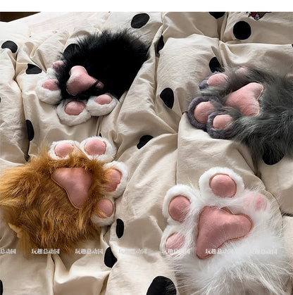 Anime Cute Cat Claw Glove Plush Toy Turn Into Cat Cosplay Props Funny Gloves White Black Grey Plushies Costume Accessories Glove