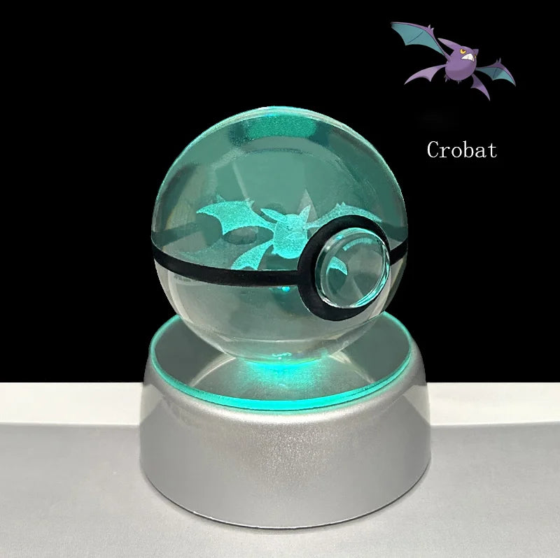 Pokemon 3D Crystal Ball Glastrier Charizard Eternatus Froakie Anime Game Pokeball Led Night Light Base Birthday Gift Home Decora