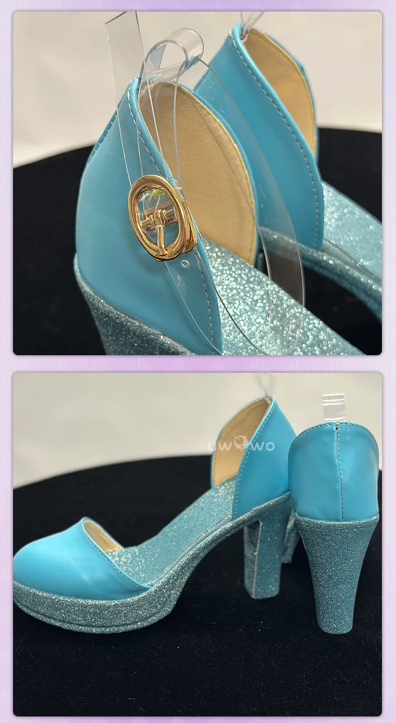 UWOWO Bloomm S4 Cosplay Shoes Fairy Wings Cosplay Shoes High Steel Blue Shiny Shoes