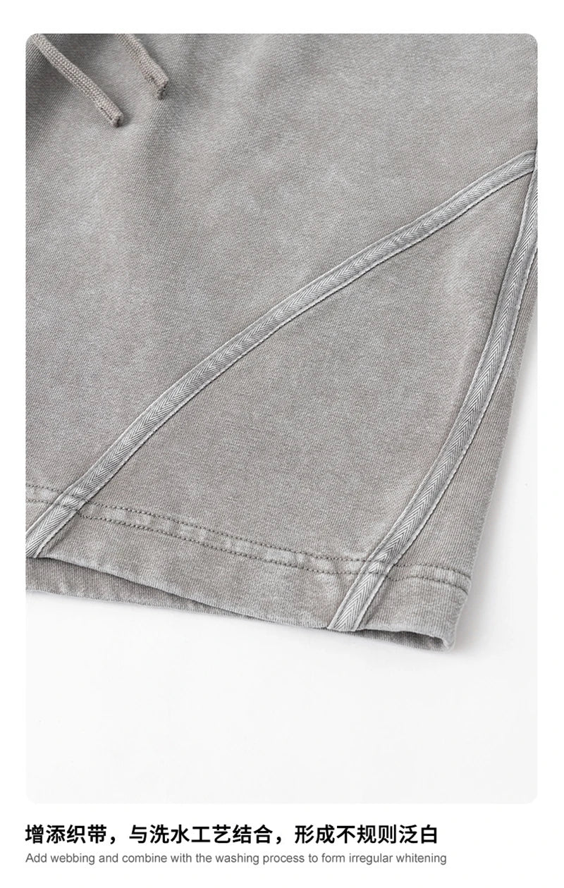 ZODF New Men Fire Snowflake Washed 330gsm Shorts Unisex High Street Summer Distressed Sport Cotton Shorts HY1028