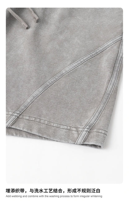 ZODF New Men Fire Snowflake Washed 330gsm Shorts Unisex High Street Summer Distressed Sport Cotton Shorts HY1028