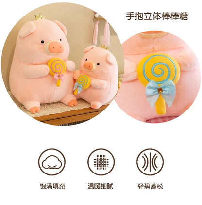 New 30cm Crown Stick Pig Doll Dwen Dwen Pig Plush Toy Children's Doll Cloth Doll Indoor Decoration Children's Gift