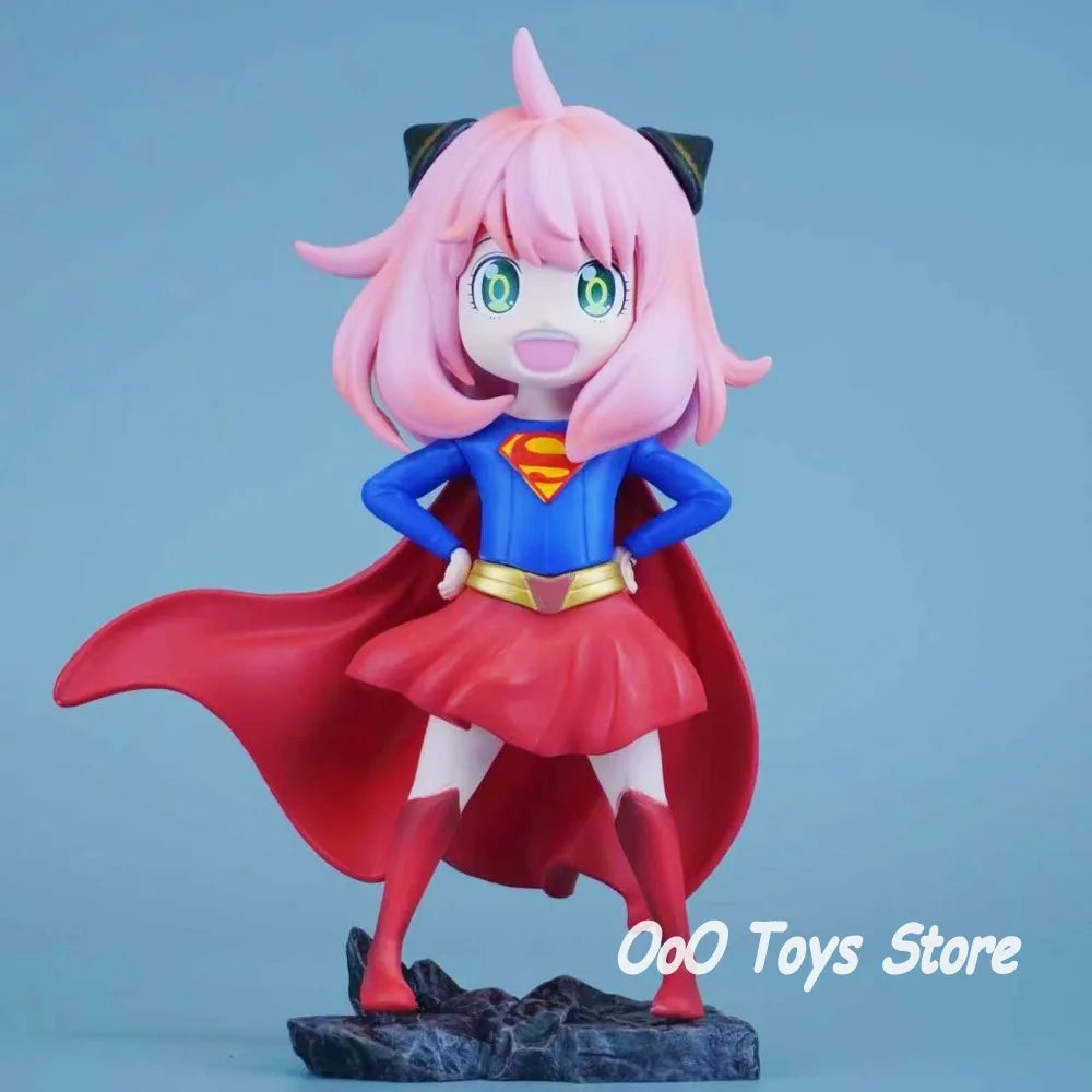17.5cm Anime SPY FAMILY Anya Forger Cosplay Superman PVC Action Figure Statue Model Toy Gift